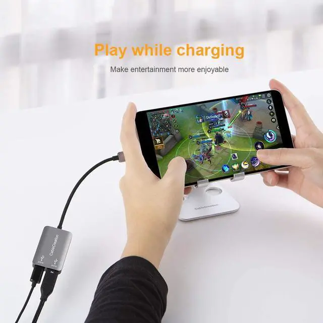 Alt view image 3 of 7 - USB C Headphone Audio Adapter, CableCreation 2-in-1 Type-C to Dual Type-C hub Digital Audio& PD Charging Adapter,USB C Splitter for Google Pixel 2/3, Galaxy Note 9/S8/S9/S10