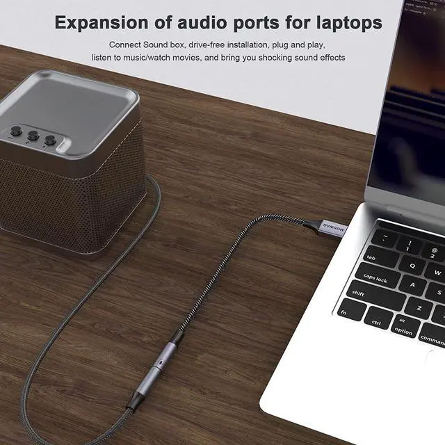 Alt view image 2 of 6 - USB to Audio Jack Adapter 0.65Feet/20cm External Sound Card Jack Audio Adapter with 3.5mm Aux Stereo Converter Compatible with Headset PC Laptop Linux Desktops PS4 and More Device