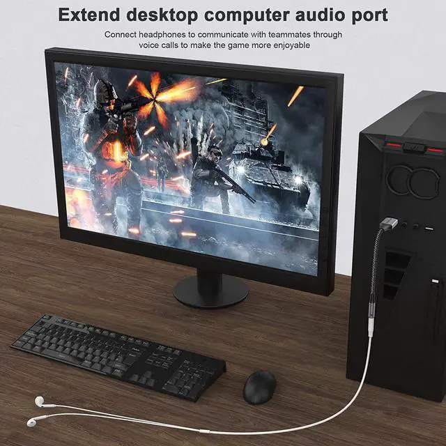 Alt view image 3 of 6 - USB to Audio Jack Adapter 0.65Feet/20cm External Sound Card Jack Audio Adapter with 3.5mm Aux Stereo Converter Compatible with Headset PC Laptop Linux Desktops PS4 and More Device