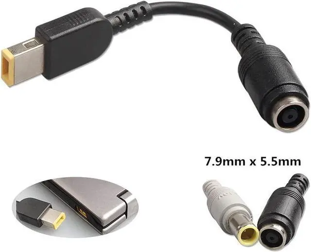 Alt view image 4 of 6 - DC 7.9 x 5.5mm Round Jack to Square USB Plug Converter Laptop Power Adapter Connector Cable Compatible for Lenovo ThinkPad IBM Charger (15cm,7.9mm Male-USB Female)