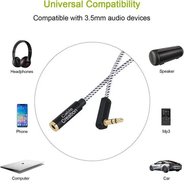 Alt view image 5 of 7 - CableCreation 3.5mm Male to Female Stereo Headphone Extension Cable Bundle with 3.5mm Female to Female Audio Adapter Coupler, Compatible with Car Stereo, Speakers and Headphones