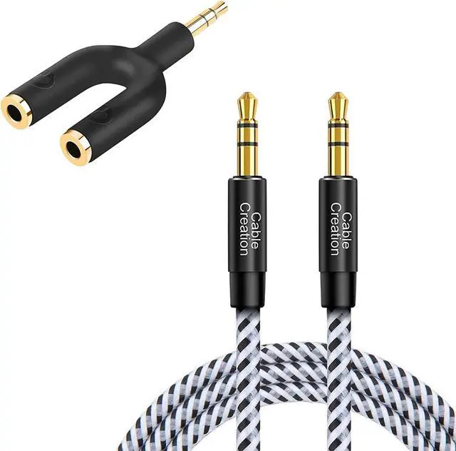 Main image of CableCreation 10FT 3.5mm Aux Cable Bundle with Headphone Splitter Adapter