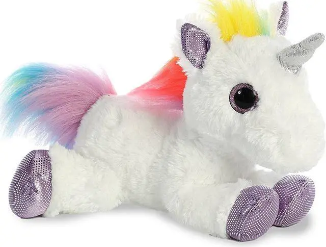 Alt view image 4 of 9 - Aurora® - Medium White Sparkle Tales - 12" Rainbow Unicorn - Enchanting Stuffed Animal