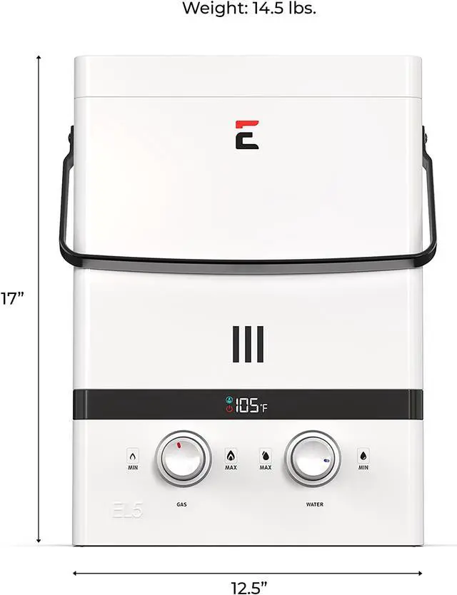 Alt view image 2 of 14 - Eccotemp EL5 Luxe 1.5 GPM Outdoor Compact Tankless Water Heater with LED Display