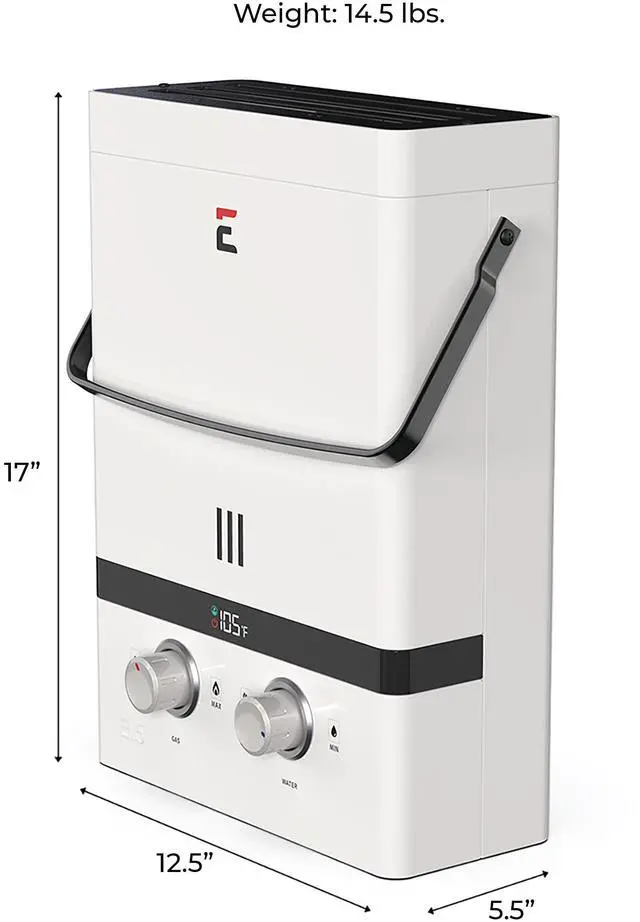 Alt view image 10 of 14 - Eccotemp EL5 Luxe 1.5 GPM Outdoor Compact Tankless Water Heater with LED Display