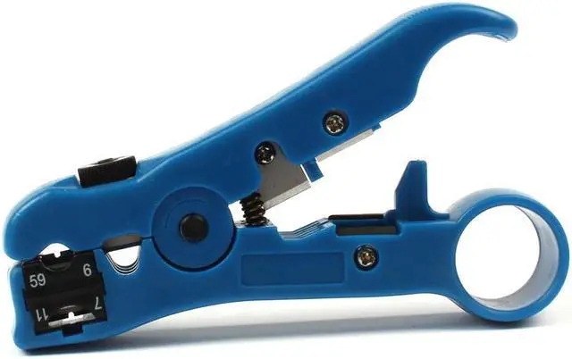 Main image of Wire Coax Coaxial Universal Cable Stripper Cutter Stripping Pliers Tool for Network rj45 Cables - Blue