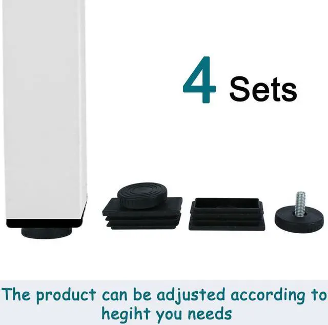 Alt view image 7 of 7 - Adjustable Leveling Feet 25 x 50mm Tube Inserts Furniture Table Glide 4 Sets