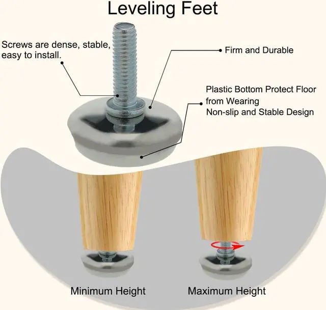 Alt view image 4 of 7 - M6 x 20 x 30 Leveling Feet Protector Floor Round Base Leveler for Desk Leg 10pcs