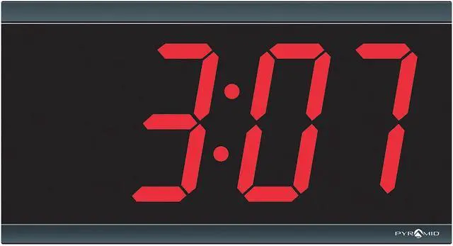 Main image of Pyramid TimeTrax Sync 4in x 4 Digit Red LED Power over Ethernet Digital Wall Clock