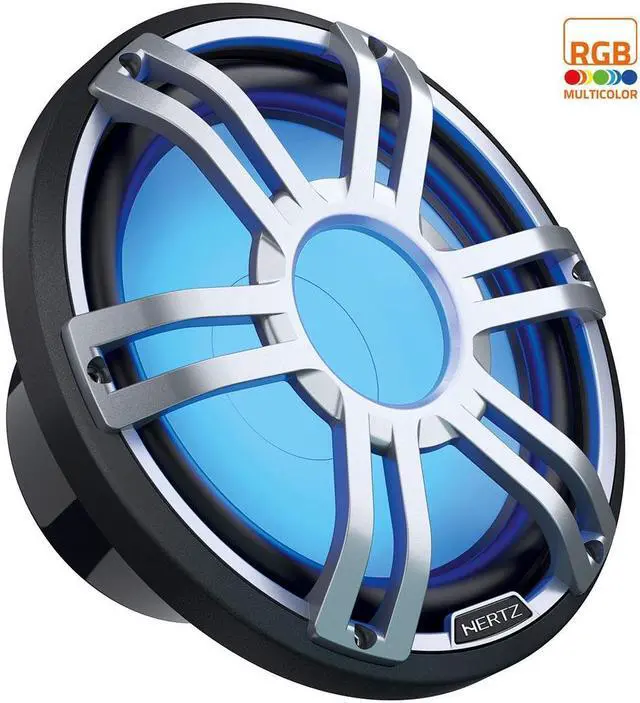 Alt view image 2 of 2 - Hertz HMS 12 S2-LD-G 12 2-Ohm Marine Sport RGB LED Subwoofer  Gray Sport Grille