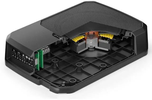 Alt view image 2 of 5 - Hertz DBA201F 8" Underseat Loaded Shallow Active Subwoofer Box