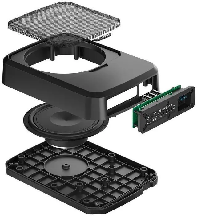 Alt view image 5 of 5 - Hertz DBA201F 8" Underseat Loaded Shallow Active Subwoofer Box