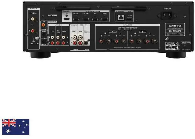 Alt view image 3 of 10 - Onkyo TX-8470 Network Stereo Receiver with Wi-Fi, HDMI, and Bluetooth (2024)