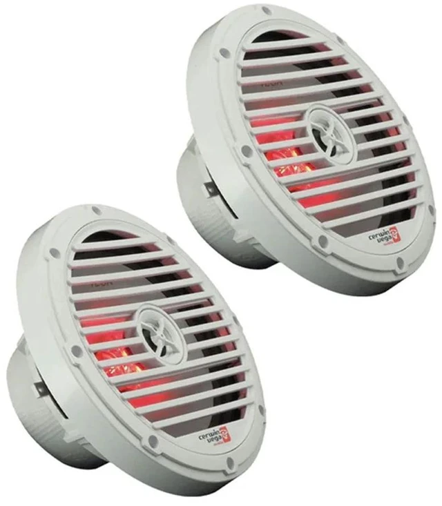 Main image of Cerwin Vega VM8 8" 2-Way Marine Coaxial Speakers with RGB Lighting - White - Pair