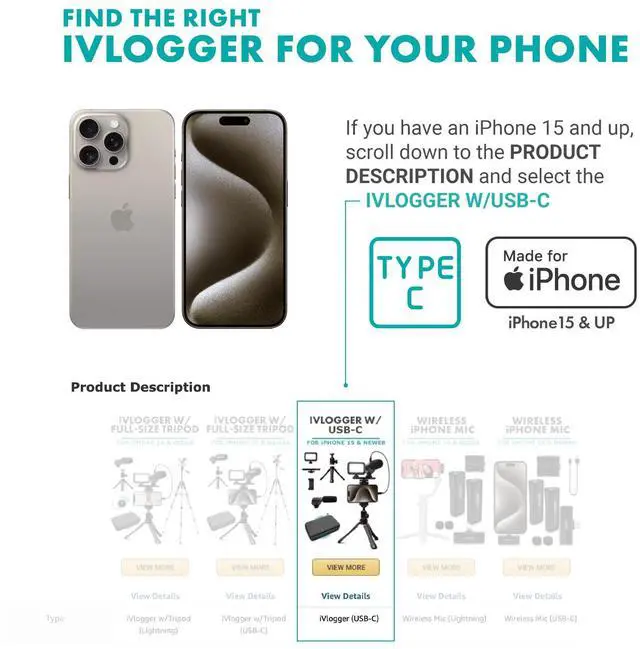 Alt view image 4 of 7 - Movo iVlogger Vlogging Smartphone/iPhone Video Kit W/ Tripod, Mic, LED Light - Compatible YouTube & Influencer Kit for Content Creators|Movo