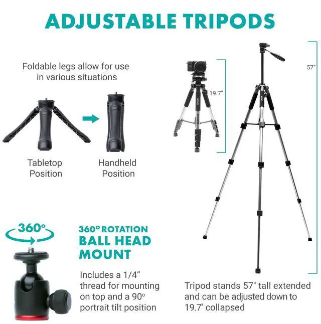 Alt view image 7 of 7 - Movo iVlogger-PRO Vlogging Kit with Full Tripod for iPhone/Android - YouTube Starter Kit for Content Creators - Accessories: Phone Tripod, Phone Mount, RGB Light and VXR10 Shotgun Mic