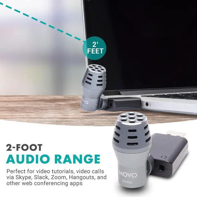 Alt view image 3 of 7 - Movo DOM2-USB Mini Omnidirectional USB Computer Microphone for PC and Mac