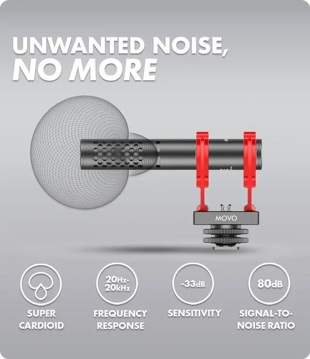 Alt view image 4 of 6 - Movo X1-Mini Video Shotgun Mic for Camera - Supercardioid 3.5mm/USB-C Analog/Digital Camera Microphone for DSLR, iPhone and Android Smartphones, Computers - Compatible with Canon EOS, Nikon, Sony