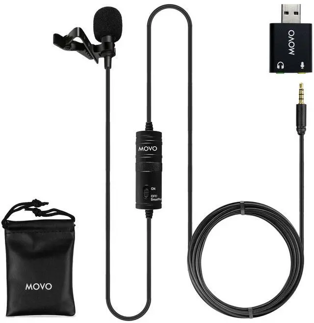 Main image of Movo Universal USB Computer Microphone with USB Adapter Compatible with Laptop, PC and Mac, Smartphones, Cameras, Perfect Podcasting, Gaming, Remote Work and Desktop Mic (20-Foot Cord)
