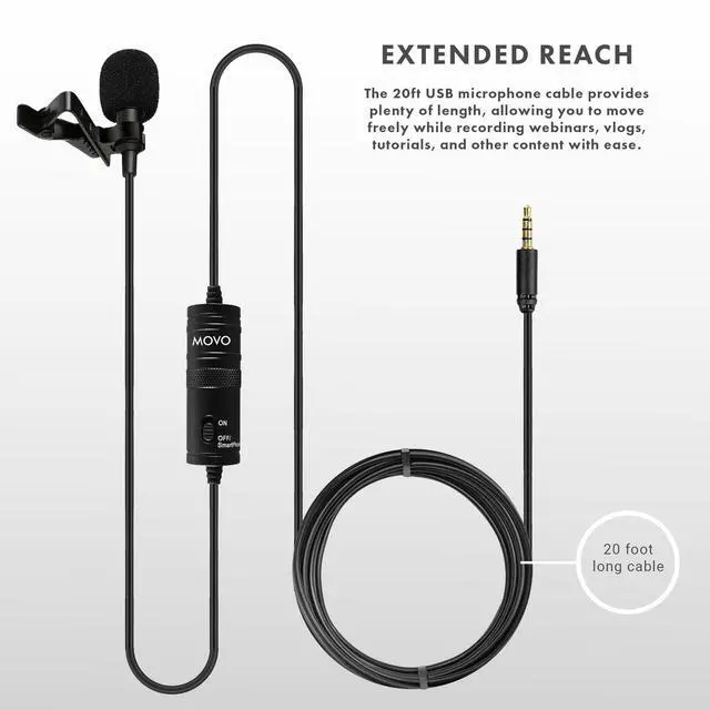 Alt view image 5 of 7 - Movo Universal USB Computer Microphone with USB Adapter Compatible with Laptop, PC and Mac, Smartphones, Cameras, Perfect Podcasting, Gaming, Remote Work and Desktop Mic (20-Foot Cord)
