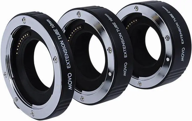 Main image of Movo Photo AF Macro Extension Tube Set for Nikon 1 AW1, J1, J2, J3, S1, V1, V2 Mirrorless Cameras with 10mm, 16mm & 21mm Tubes (Metal Mount)