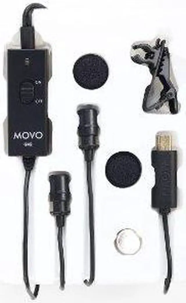 Main image of Movo GM2 Dual-Capsule Battery Powered Lavalier Lapel Clip-on Omnidirectional Condenser Microphone for GoPro HERO3, HERO3+ and HERO4 Black, White and Silver Editions