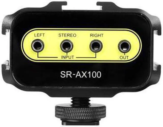 Alt view image 2 of 2 - Saramonic SR-AX100 Microphone Audio Mixer & Cold Shoe Mounting Hub for DSLR Cameras & Camcorders (Yellow)