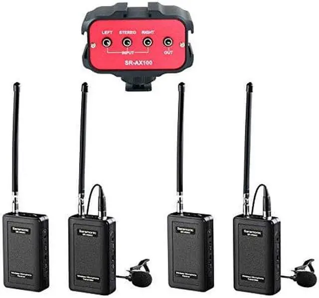 Alt view image 2 of 4 - Saramonic Dual Wireless VHF Lavalier Microphone Bundle with 2 Transmitters, 2 Receivers and Audio Mixer for DSLR Cameras