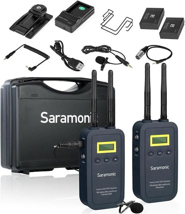 Main image of Saramonic VmicLink5 5.8GHz Hi-Fi Wireless Lavalier Microphone System with Bodypack Transmitter & Portable Receiver - for DSLR Cameras, Camcorders, Recorders & Mixers (High Fidelity Audio Transfer)
