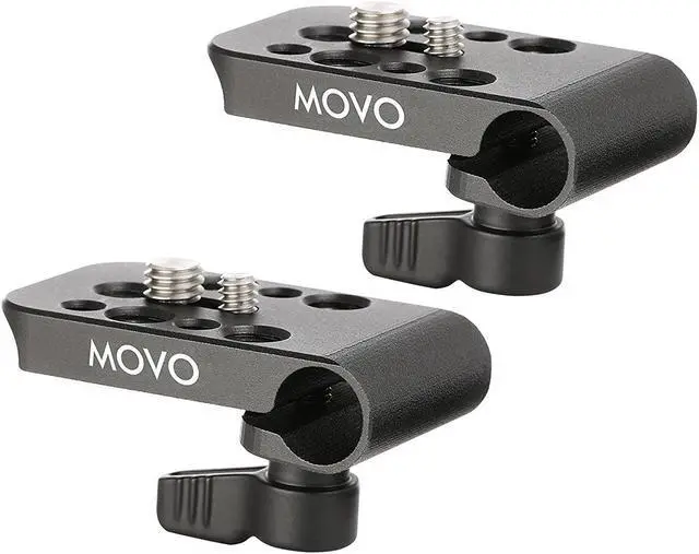 Main image of Movo CAB1000 15mm Modular Rod Clamp Adapter - Mounts Cameras, Monitors, Recorders to Rigs with Multiple 1/4" & 3/8" Male/Female Mounting Threads (2 Pack)