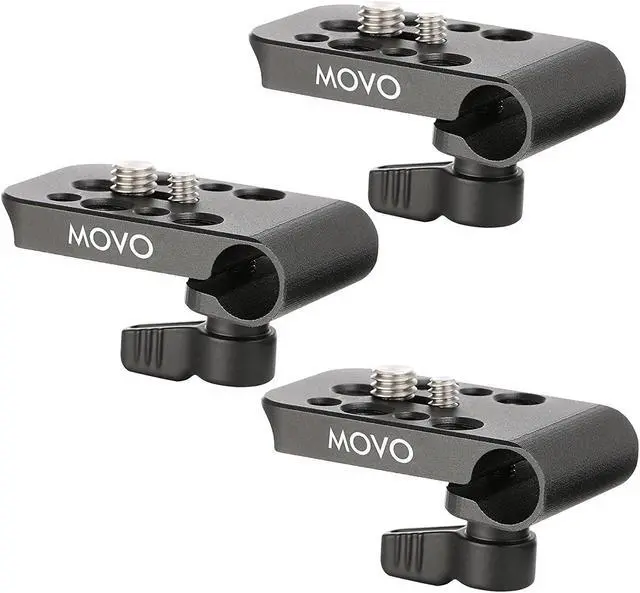 Main image of Movo CAB1000 15mm Modular Rod Clamp Adapter - Mounts Cameras, Monitors, Recorders to Rigs with Multiple 1/4" & 3/8" Male/Female Mounting Threads (3 Pack)