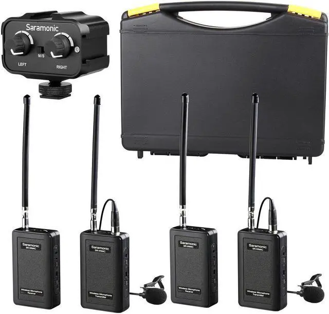 Main image of Saramonic Wireless VHF Lavalier Microphone Bundle with 2 Bodypack Transmitters, 2 Receivers, & 2-Ch Mixer for DSLR Cameras, Camcorders & More - 200' Wireless Transmission Range (Black/Black)
