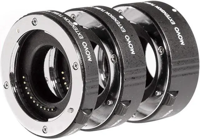 Main image of Movo MT-CM47 3-Piece AF Chrome Macro Extension Tube Set for Canon EOS M, M2, M3, M5, M6, M10, & M100 Mirrorless Cameras with 10mm, 16mm & 21mm Tubes