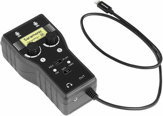 Alt view image 2 of 4 - Saramonic SmartRig+ Di 2-Channel XLR & 3.5mm Microphone Mixer + 6.3mm Guitar Audio Interface with Phantom Power & MFi Certified Lightning Connector for iPhone, iPad, iPod, iOS Smartphones and Tablets