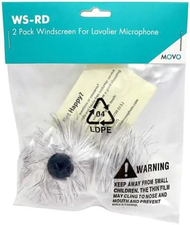 Alt view image 4 of 5 - Movo WS-RD10?Dual-Layered Furry Lavalier Microphone Windscreen Fitted for 10mm Lav Mics (2 Pack)