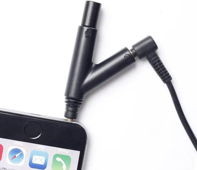 Alt view image 4 of 4 - Movo MA1000 V-Shape TRRS Omni-Directional Microphone with Headphone Monitoring Jack for iPhone, iPad, Android Smartphones and Tablets
