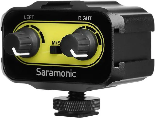 Main image of Saramonic SR-AX100 Microphone Audio Mixer & Cold Shoe Mounting Hub for DSLR Cameras & Camcorders (Yellow)
