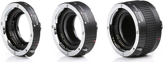Main image of Movo MT-S68 3-Piece AF Chrome Macro Extension Tube Set for Sony Alpha DSLR Camera/A-Mount Lens System with 12mm, 20mm, 36mm Tubes