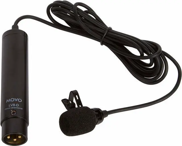 Alt view image 4 of 5 - Movo LV8-D XLR Premium 48V Phantom Power Lavalier Directional Microphone, with Lapel Clip and Windscreen