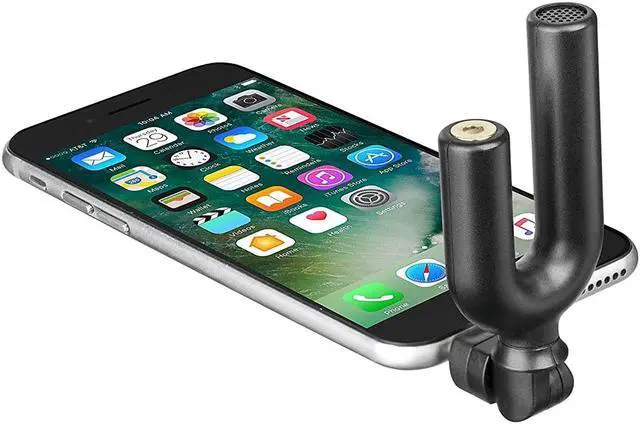 Alt view image 2 of 4 - Movo MA2010 Omnidirectional 3.5mm TRRS Microphone with Adjustable Angle and Headphone Monitoring Input - for iPhone, iPad, Android, and other Smartphones