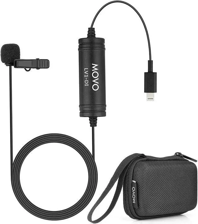 Main image of Movo LV1-DI Digital Lavalier Omnidirectional Clip-on Microphone with MFi Certified Lightning Connector Compatible with iPhone, iPad, iPod, iOS Smartphones & Tablets