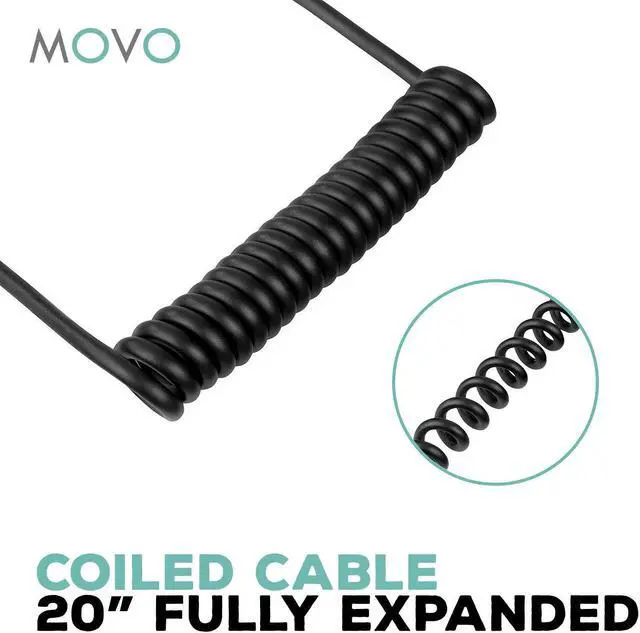 Alt view image 4 of 5 - Movo MC1 3.5mm Male Stereo TRS to 3.5mm Male Stereo TRS Output Connector Cable - Connects Audio Mixers/Microphones to Camera/Recorders (Coiled Patch Cable)
