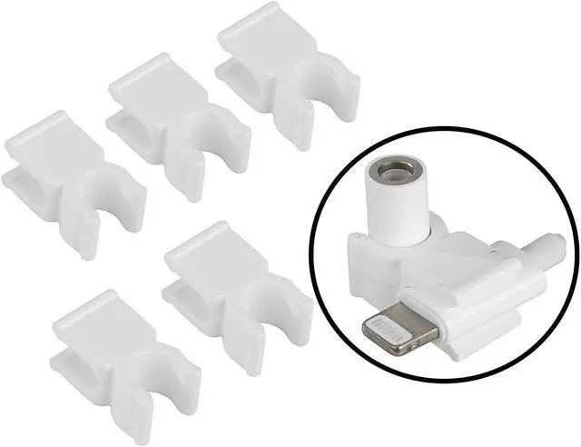 Main image of Movo (5 PACK) of Lighting Cable Dongle Adapter Clips - Secures the 3.5mm Dongle to your iPhone to for Microphones & Other Devices