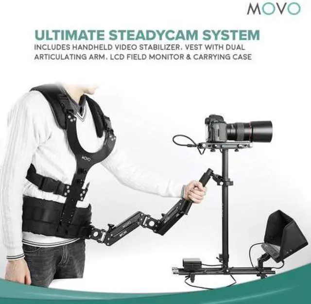 Alt view image 2 of 4 - Movo X100 Ultimate Steadycam System Bundle - Includes Handheld Video Stabilizer, Vest with Dual Articulating Arm, LCD Field Monitor & Deluxe Carrying Case