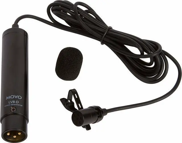 Alt view image 2 of 5 - Movo LV8-D XLR Premium 48V Phantom Power Lavalier Directional Microphone, with Lapel Clip and Windscreen