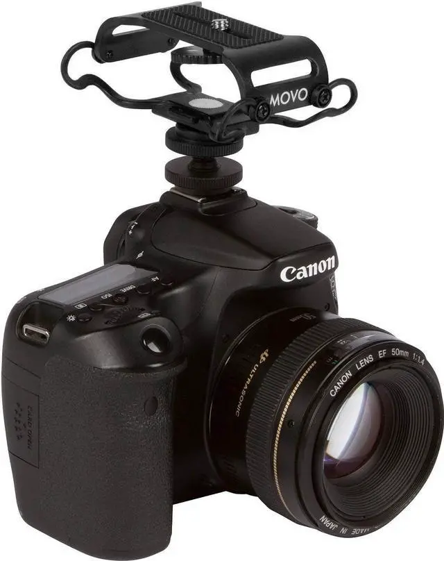 Alt view image 2 of 4 - Movo SMM5-B Universal Microphone and Portable Recorder Shock Mount - Fits The Zoom H4n, H5, H6, Tascam DR-40, DR-05, DR-07 with 1/4" Mounting Screw (Black/Black)