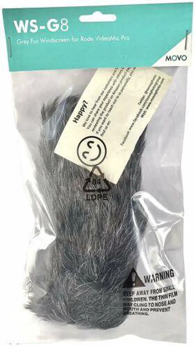 Alt view image 4 of 5 - Movo WS-G8 Furry Outdoor Microphone Windscreen Muff Custom Fit for Rode VideoMic Pro & VideoMic Pro R (Dark Gray)