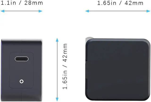 Alt view image 2 of 6 - 20W USB C Fast Charger for iPhone12 Mini/iPhone 12 Pro/iPhone 12 Pro Max, One-Port USB PD Wall Charger with Foldable Plug, Power Adapter Compatible with iPhone 11, iPhone 8, iPad Pro Switch (Black)