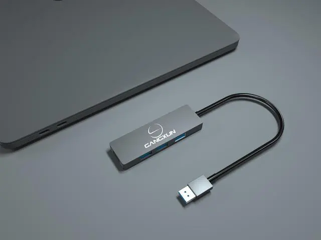 Alt view image 2 of 5 - USB 3.0 Hub Ultra Slim 4-Port USB Hub in Aluminum Compatible with Mac Pro/Mini, Microsoft Surface Pro, Dell XPS 15 Xbox ONE