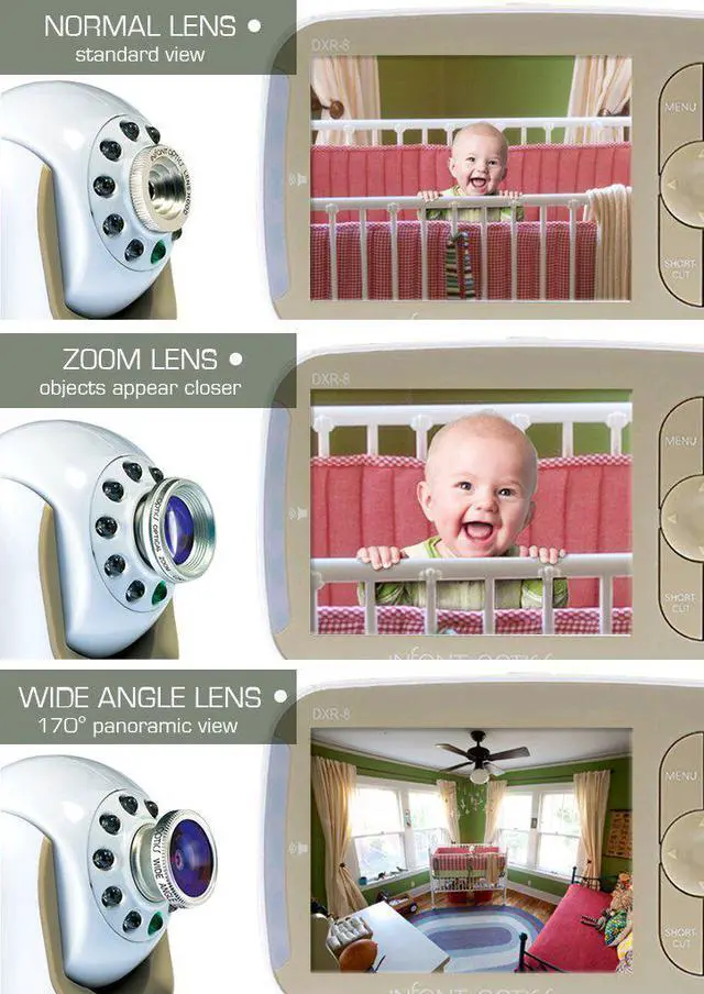 Alt view image 4 of 20 - Infant Optics DXR-8 Pan/Tilt/Zoom 3.5" Video Baby Monitor With Interchangeable Optical Lens